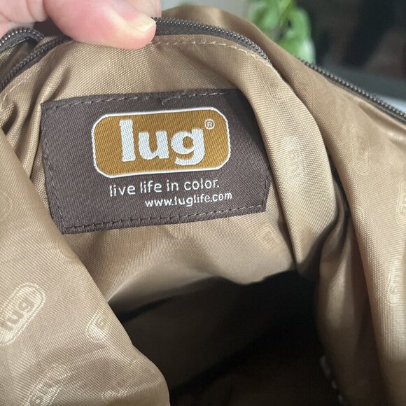 Lug Womens Puffer Large Satchel Crossbody Bag Purse Brown Nylon EUC - Picture 7 of 8